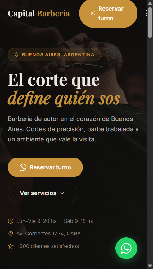 Ejemplo Landing Page — Capital Barbería